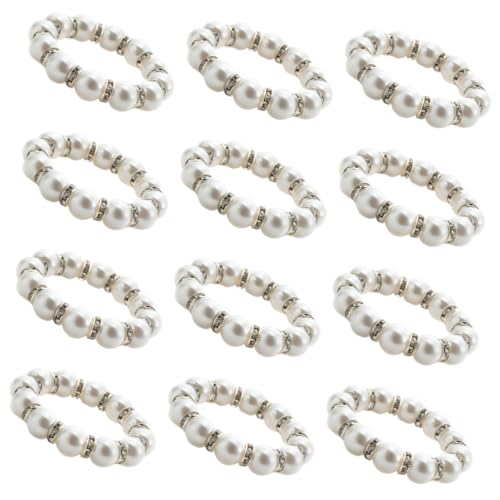 ROMISBABA 12 Stück Teiliges Perlen serviettenring Handgefertigte Dekorative Napkin Holder Elegante Tischdeko für Hochzeit Party Valentinstag und Festliche Anlässe von ROMISBABA