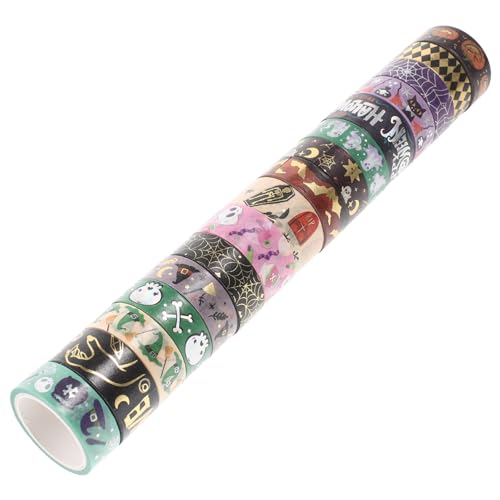 ROMISBABA 16 Rollen Washi Tape Farbig Gothic Scrapbooking Feiertagsdekoration Muster Dekoratives Großes Scrapbook Tape Basteln Halloween Junk Journal Dekorationsband Flüsterpapier von ROMISBABA