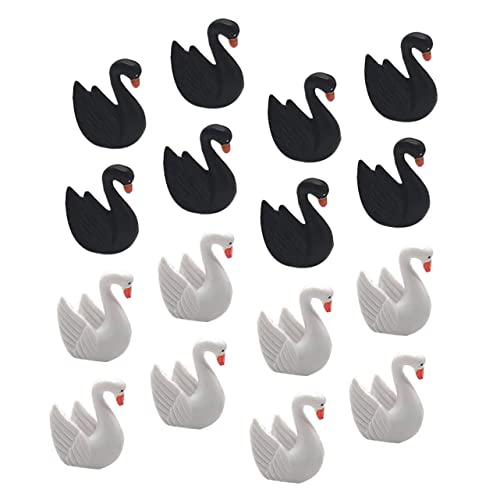 ROMISBABA 16 Stück Teiliges Mini Harz Schwarz Weiße Schwanenfiguren Stilvolle Desktop Ornamente für Wohnzimmer Büro Hotel und Wohnraumdekoration von ROMISBABA