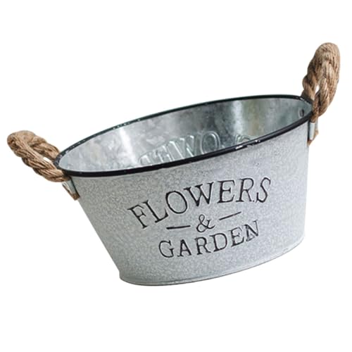 ROMISBABA 1Stk Garteneimer alte Dose Pflanzenhalter aus Zinn verzinkter Blumenkübel Retro-Blumentopf blumemkübel zinkeimer antiker Eiseneimer Topfpflanzeneimer für zu Hause Silver von ROMISBABA