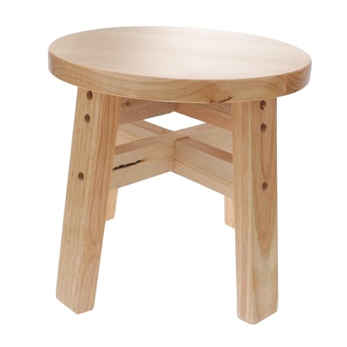 ROMISBABA 1Stück Holz Kleiner Niedriger Hocker Runder Heimschuhwechselhocker Aus Massivem Holz Holzfarbe Modernes Design von ROMISBABA