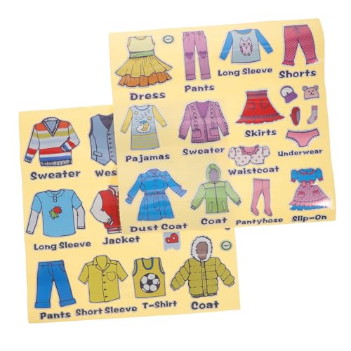 ROMISBABA 2 Blätter Kleiderschrank Etiketten PVC Aufkleber Reflektierend Praktische Kleidung Sortierlabels mit Bild Text Ablösbar ohne Rückstände für Kinderzimmer Aufbewahrung von ROMISBABA