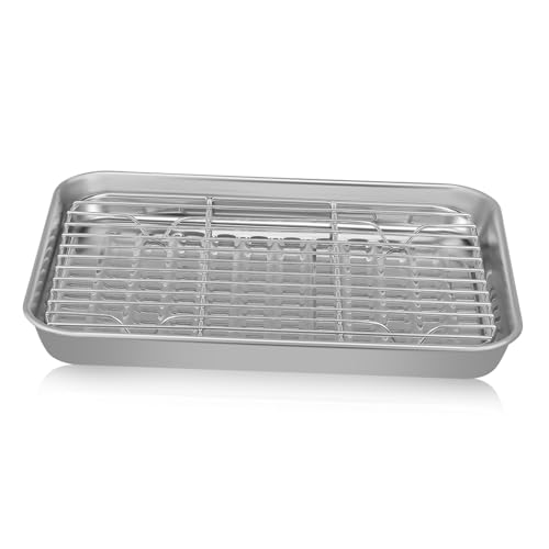ROMISBABA 2 Sätze Edelstahl Backblech Teilig mit Backrost Backbleche Rostfrei für Ofen und Grill Vielseitig Leicht zu Reinigen Spülmaschinenfest Ergonomisch Antihaftbeschichtung ROMISBABA 2 Sätze Edelstahl Backblech Teilig mit Backrost Backbleche Rostfrei für Ofen und Grill Vielseitig Leicht zu Reinigen Spülmaschinenfest Ergonomisch Antihaftbeschichtung von ROMISBABA
