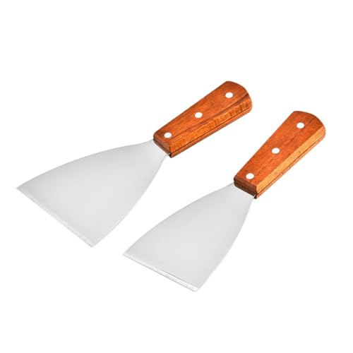 ROMISBABA 2 Stück Edelstahl Bratenwender Teilig Hitzebeständig Multifunktional Steak und Bbq Spachtel Ergonomisch Rutschfester Griff Für Teppanyaki Pizza Pfannen Kuchen von ROMISBABA