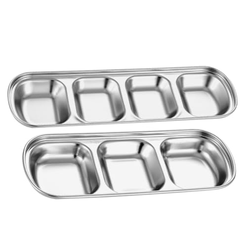ROMISBABA 2 Stück Edelstahl Gewürzschälchen und Fächern Quadratische Multifunktionale Küchen saucier schalen Rostfrei Sicher für Grill Picknick Familienessen von ROMISBABA