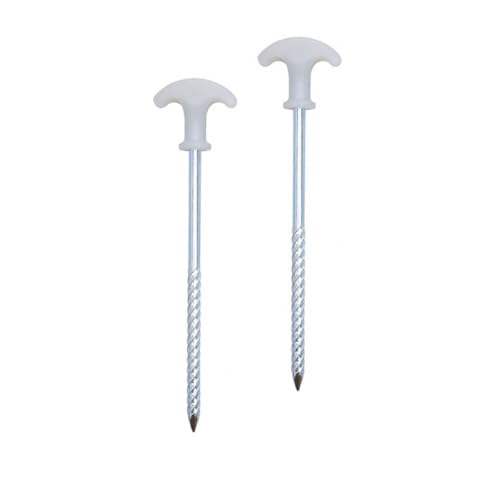 ROMISBABA 2 Stück Edelstahl Zeltheringe mit Nachtleuchteffekt Langlebige Schraubheringe für Camping Outdoor Zeltnägel Robust Stabil Wiederverwendbar für Trekking Familienausflüge von ROMISBABA