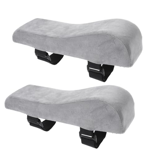 ROMISBABA 2 Stück Ergonomische Dicke Armlehnenpolster für Bürostühle und Gaming Stühle Elastische Abnehmbare Armstützenkissen zur Arm Schulterentlastung Graue Kurvenform von ROMISBABA