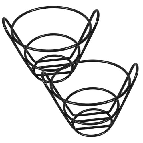 ROMISBABA 2 Stück Französische Pommes Frites Halter Metall Draht Snackkorb Schwarz Multifunktional für Küche Restaurant von ROMISBABA