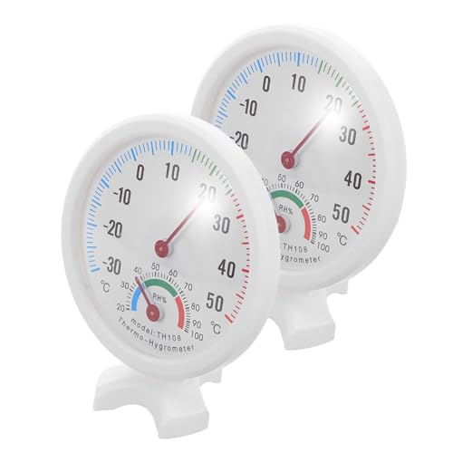 ROMISBABA 2 Stück Hygrothermograph Kleines Rundes Analoges Thermometer und Luftfeuchtigkeitsmesser Präzise Temperatur und Feuchtigkeitsanzeige Geeignet für Kühlschrank Luftbefeuchter Innen von ROMISBABA