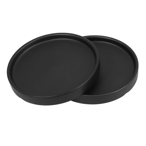 ROMISBABA 2 Stück Keramik Pflanzuntersetzer Schwarz Robuste Blumentopf Abtropfschale Wasserdichter Pflanzenuntersetzer für Innen und Außen Kratzfest und Langlebig von ROMISBABA