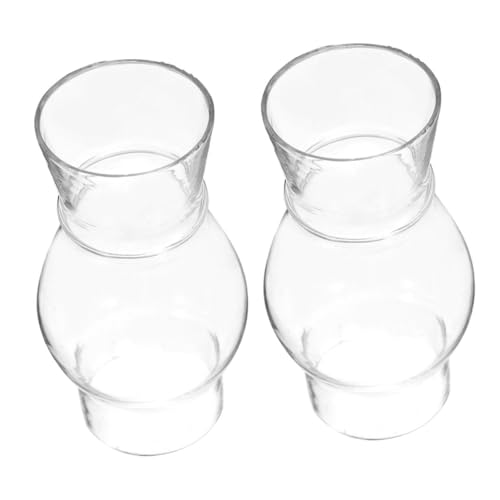 ROMISBABA 2 Stück Klarer Glas lampenschirm für Petroleum Kerosinlampen Hitzebeständig Vintage Ersatzglas für Kleine Öllampen Geeignet für Wohnzimmer Schlafzimmer Flur Terrasse von ROMISBABA