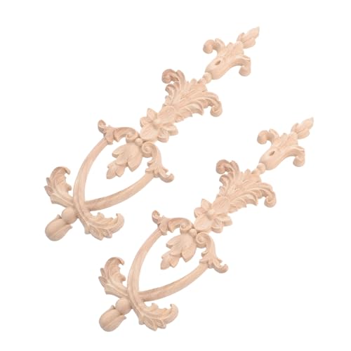 ROMISBABA 2 Stück Lange Holzapplikationen Geschnitzt Holzverzierungen Möbel Vintage Ornamente für Schrank Tür Wand Dekor im Europäischen Stil Holzornamente zum Bemalen und DIY Heimdeko von ROMISBABA