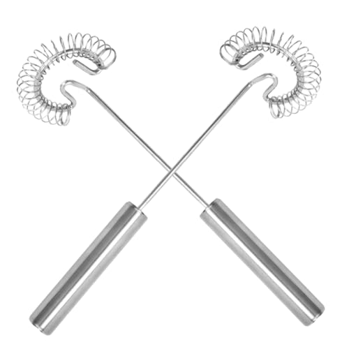 ROMISBABA 2 Stück Manueller Eierschläger Teilig Schneebesen mit Federschlagkopf Ergonomischer Handmixer für Küche Restaurant Backen Saucen Rühren ohne Strom von ROMISBABA