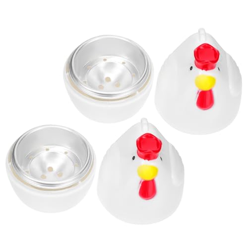 ROMISBABA 2 Stück Mikrowellen eierkocher Hitzebeständigem Material Kreativer Kinderfreundlicher Hühnerform Praktischer Haushaltsdampfgarer für Gegarte Eier im Handumdrehen von ROMISBABA