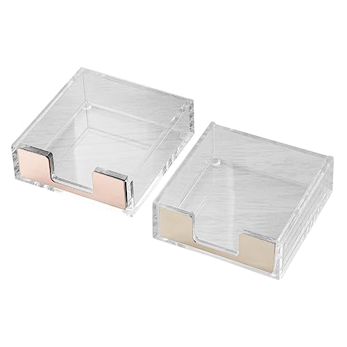 ROMISBABA 2 Stück Notizhalter für Schreibtisch Transparente Memo Box mit Material und Goldfarbener für und Study Platzsparend und von ROMISBABA