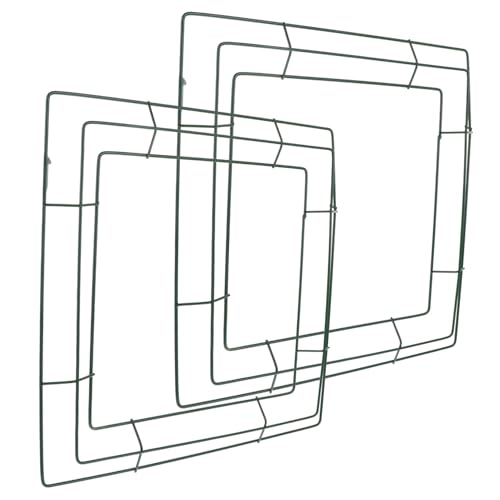 ROMISBABA 2 Stück Quadratische Eisenkranz Ringe Grün Stabiler DIY Blumenkranzrahmen zum Basteln Kreativer Wanddeko Ring für Zimmer Festliche Hängedekoration Vielseitig für Kranz und von ROMISBABA