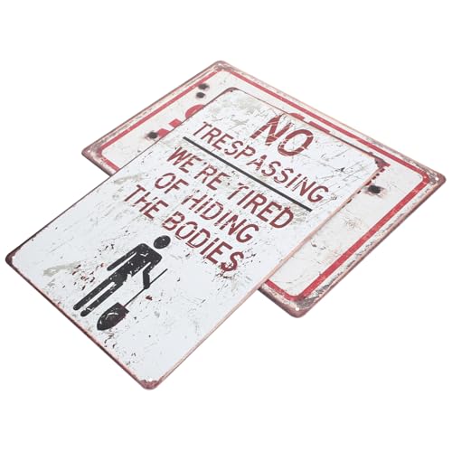ROMISBABA 2 Stück Retro Stil Warnschild Außenbereich Langlebiges Eisenblech Auffällige Warnung Korrosionsbeständig Biegungsbeständig für Gartentor Privates Grundstück Wetterfest und von ROMISBABA