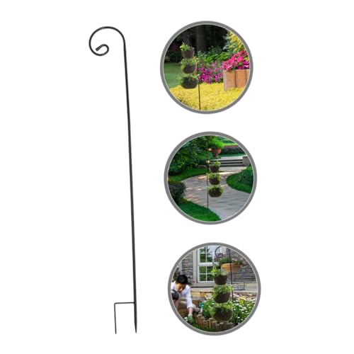 ROMISBABA 2 Stück Robuste Rostfreie Schäferhaken aus Eisen Hoher Gartenstab mit Multifunktionaler Outdoor haken für Solarleuchten Pflanzen und Hochzeitsdeko im Außenbereich von ROMISBABA