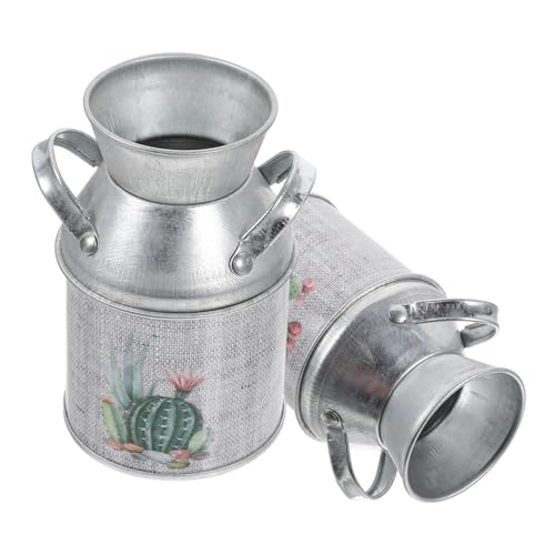 ROMISBABA 2 Stück Rustikale Vintage Eisen Blumenvase Mini Metall Eimer mit Seitlichen Griffen Langlebige Deko für Tisch Garten Küche Vielseitig als Blumentopf oder Aufbewahrung im von ROMISBABA