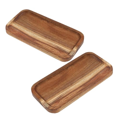 ROMISBABA 2 Stück Rustikales Teiliges Rechteckiges Holztablett Stabiles Haushalts Servierbrett für Tee und Snacks Multifunktionales Food Tray aus Langlebigem Naturholz Handgefertigt von ROMISBABA