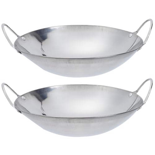 ROMISBABA 2 Stück Stainless Steel Wok Pfanne Antihaft Kochgeschirr für Gas und Induktionsherde für Meeresfrüchte Hot Pot und Trockenpfannen mit Doppeltem Griff für Einfache Handhabung ROMISBABA 2 Stück Stainless Steel Wok Pfanne Antihaft Kochgeschirr für Gas und Induktionsherde für Meeresfrüchte Hot Pot und Trockenpfannen mit Doppeltem Griff für Einfache Handhabung von ROMISBABA