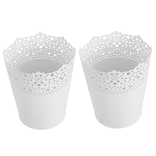 ROMISBABA 2 Stück Teiliges Dekorative Eiseneimer mit Hallow Design Vielseitige Aufbewahrungsbox für Kosmetik und Blumen Robuste Metallvase für Schreibtisch Wohnzimmer und Garten Stilvolle von ROMISBABA