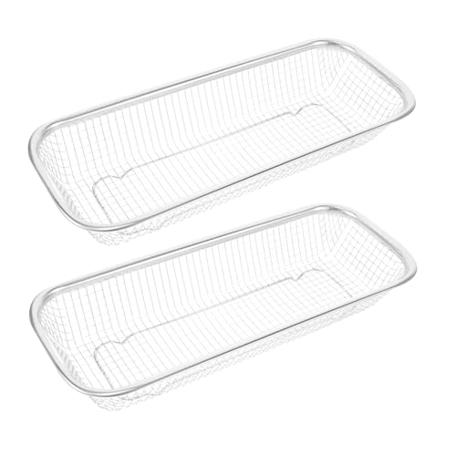 ROMISBABA 2 Stück Teiliges Edelstahl Abtropfkorb Rechteckig Platzsparender Besteck Organizer für Essstäbchen Trinkhalme und Küchenutensilien Spülmaschinengeeignet Vielseitiger von ROMISBABA
