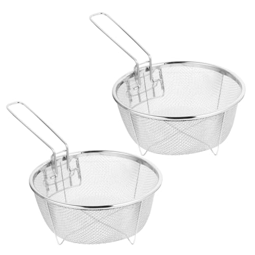 ROMISBABA 2 Stück Teiliges Edelstahl Frittierkorb mit Klappbarem Griff Feinmaschiges Küchensieb für Pommes Frites und Hähnchen Ölabscheidender Drahtkorb für Töpfe Langlebig und Leicht zu ROMISBABA 2 Stück Teiliges Edelstahl Frittierkorb mit Klappbarem Griff Feinmaschiges Küchensieb für Pommes Frites und Hähnchen Ölabscheidender Drahtkorb für Töpfe Langlebig und Leicht zu von ROMISBABA