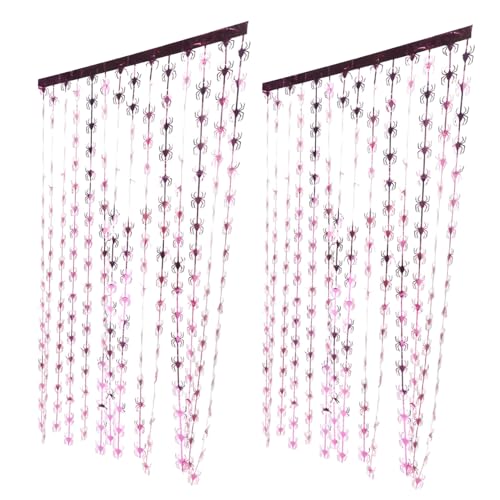 ROMISBABA 2 Stück Teiliges Halloween Metallic Tinsel Vorhang Lange Holografische Türdeko mit Spinnenmuster Leichter Wiederverwendbarer Party Hintergrund für Fotozellen und Festtagsstimmung von ROMISBABA