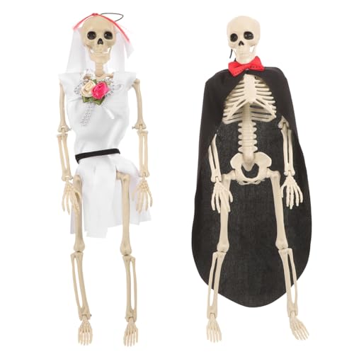 ROMISBABA 2 Stück Teiliges Halloween Skelett Beweglich Hängende Gruselige Knochen Deko für Spukhaus Party Outdoor Deko Halloween Feier von ROMISBABA