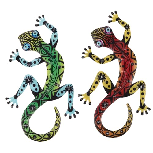 ROMISBABA 2 Stück Teiliges Iron Hanging Gecko Wanddekor Wetterfeste Metall wanddeko für Garten Terrasse Innen Außenbereich Farbige Gecko Skulpturen für Natürliche Wohnraumgestaltung ROMISBABA 2 Stück Teiliges Iron Hanging Gecko Wanddekor Wetterfeste Metall wanddeko für Garten Terrasse Innen Außenbereich Farbige Gecko Skulpturen für Natürliche Wohnraumgestaltung von ROMISBABA