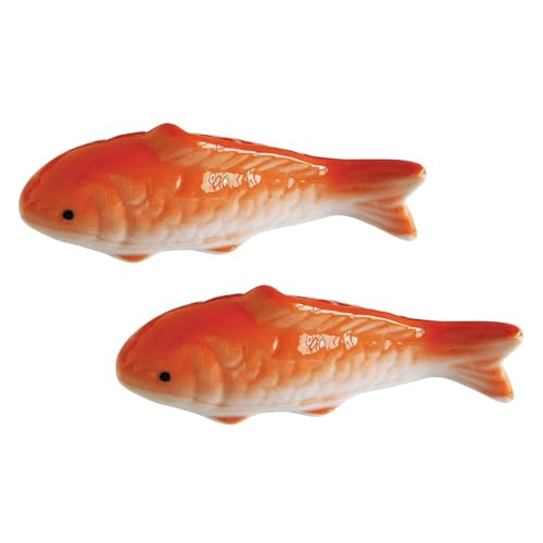 ROMISBABA 2 Stück Teiliges Schwimmendes Fischornament aus Keramik Langlebige Aquariumdekoration Kleine Fischfigur farbecht Geeignet für Fischbecken und Gartenteich Naturgetreues Design von ROMISBABA