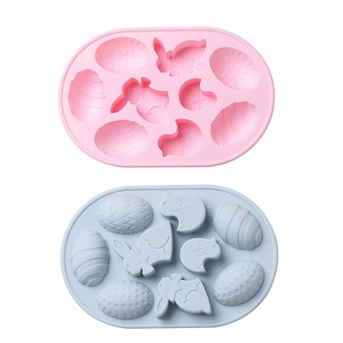 ROMISBABA 2 Stück Teiliges Silikon Backform Osterhasen und Ostereier Lebensmittelecht Flexible DIY Kuchenform für Schokolade Fondant Kekse Süßigkeiten Einfach zu Reinigen Zufällige Farbe von ROMISBABA