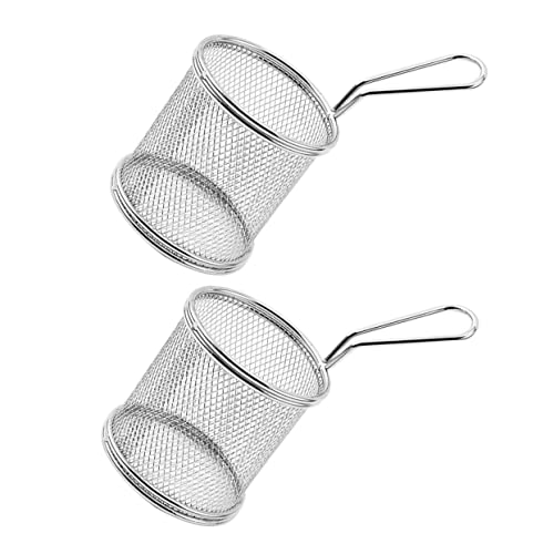 ROMISBABA 2 Stück Tragbarer Frittierkorb Draht Set Runder Frittierkorb für Küche Haushalt Restaurants Schnelles Ölablassen Ergonomisches Design Vielseitig Einsetzbar von ROMISBABA