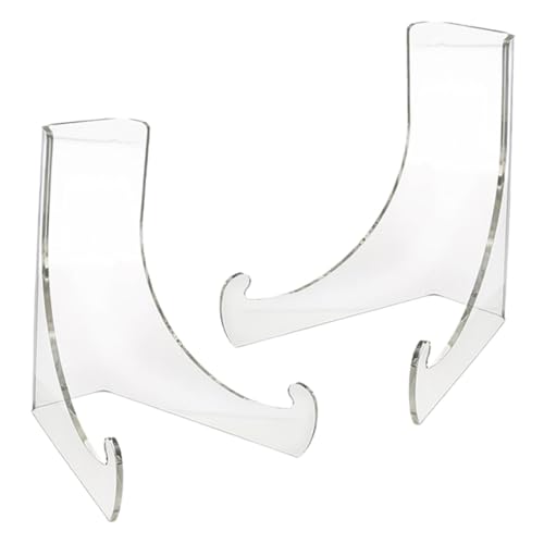 ROMISBABA 2 Stück Transparenter Display Ständer Vielseitiger Plexiglasaufsteller mit Großem Sockel Stabiler Halter für Bücher Magazine Schalen und Kleine Objekte Desktop Regal von ROMISBABA