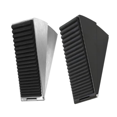 ROMISBABA 2 Stück Verstellbarer Türstopper aus Edelstahl Langlebiger Türkeil mit Stoßdämpfendem Türknaufschutz Geeignet für Schwere Türen Inklusive mit Elegantem Finish für Innen Außentüren von ROMISBABA