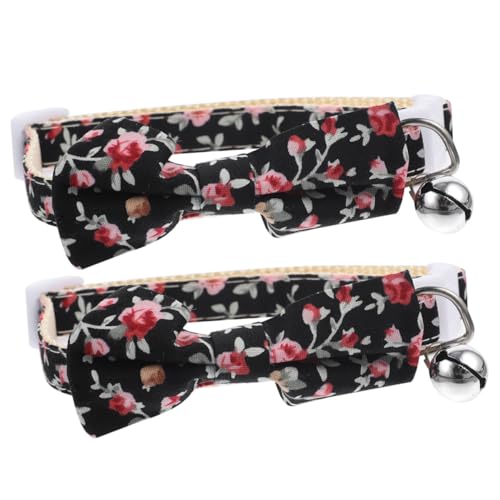 ROMISBABA 2 Stück Verstellbares Katzenhalsband mit Glocke und Abnehmbarem Schleifenanhänger Teiliges aus Hautfreundlichem Polyester Cotton Nylon Süßes Haustierzubehör für Katzen und Kätzchen von ROMISBABA