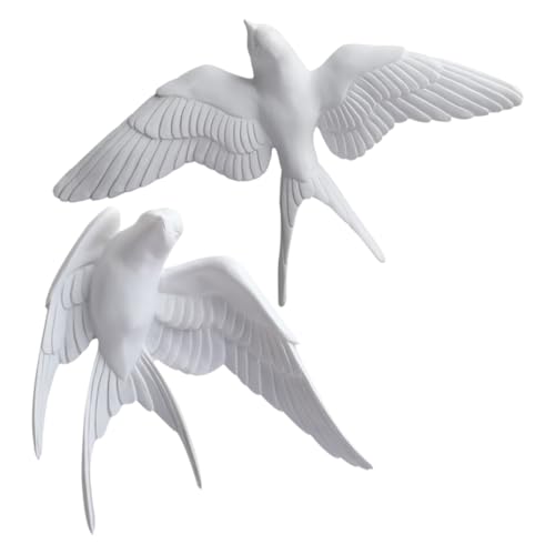 ROMISBABA 2 Stück Vogel Wanddeko Teilig Resin Deko Skulptur Lebensechte Wohnzimmer Flur Esszimmer Dekorativ Modern von ROMISBABA