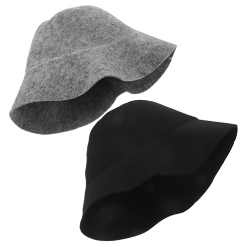 ROMISBABA 2 Stück Wollene Sauna Haube für und Frauen Schützende Haarhaube Filz für Dampfbäder und Saunen Stylisches Fischerhut Design von ROMISBABA