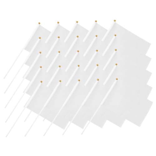 ROMISBABA 25 Stück Teiliges Weiße Handzeichen Flaggen mit Stab Leichte Handkurbel Signalflaggen für Schiedsrichter Fußball Volleyball und Leichtathletik Sportwettbewerbe Einfach zu Halten von ROMISBABA