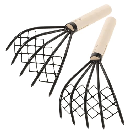 ROMISBABA 2Stücke Clam Rake mit Holzgriff Robuste Muschel Grab Rechen für Strand zum Graben von Meeresfrüchten Langlebig Reinigen Perfektes Werkzeug von ROMISBABA
