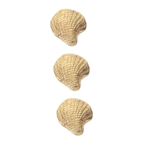 ROMISBABA 3 Stück Messing Schubladenknopf Muschelform Möbelgriff für Schrank Kommode Schublade Vielseitig für Wohnzimmer Küche Büro Geeignet Langlebig und Dekorativ von ROMISBABA
