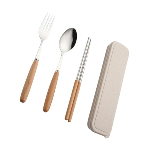 ROMISBABA 3 Stück Teiliges Besteckset Essstäbchen Löffel mit Buchenholzgriff Tragbares Geschirr für Camping Reise Zuhause im Praktischen Etui ROMISBABA 3 Stück Teiliges Besteckset Essstäbchen Löffel mit Buchenholzgriff Tragbares Geschirr für Camping Reise Zuhause im Praktischen Etui von ROMISBABA