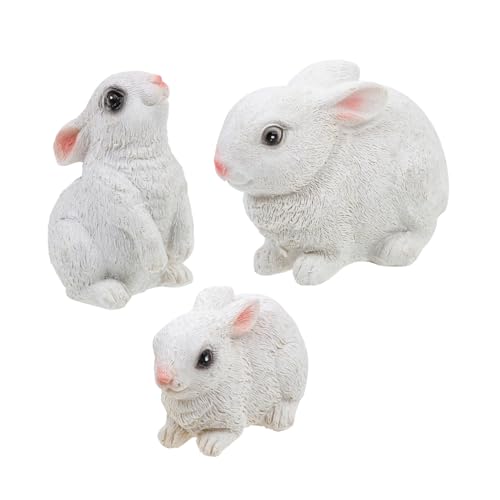 ROMISBABA 3 Stück Teiliges Mini Hasen Hochwertigem Harz Wetterfeste Garten Deko für Ostern Niedliche Hasenfiguren für Miniatur Gärten Dekorative Figuren als und Sammlerstück von ROMISBABA