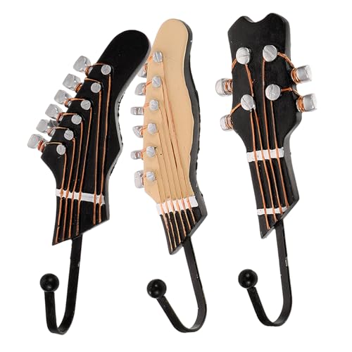 ROMISBABA 3 Stück Teiliges Resin Wandhaken Gitarrenform Dekorativer Garderobenhaken Schlüsselhalter für Wohnzimmer Flur Musikliebhaber von ROMISBABA