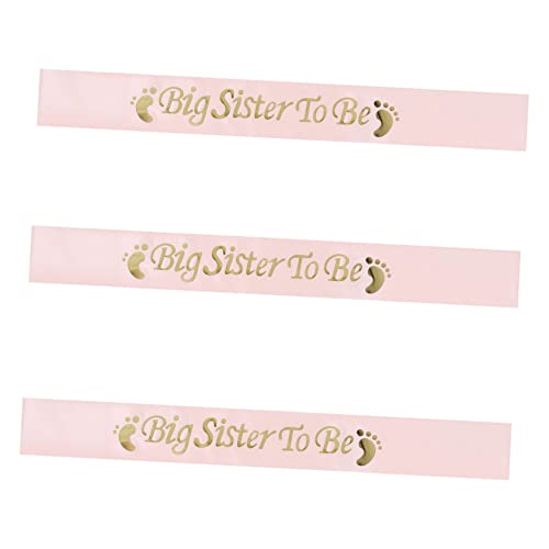 ROMISBABA 3 Stück Teiliges Schärpen aus Premium Satin mit Großem Print Bigsister To Be und Fußabdruck Motiv Einheitsgröße für Babyparty Geburtstagsdeko Mädchen Jungen von ROMISBABA