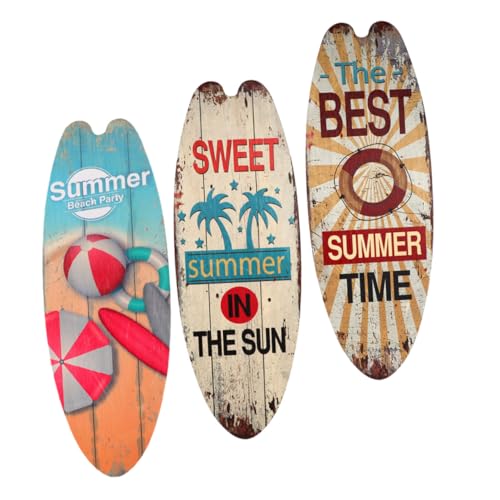 ROMISBABA 3 Stück Teiliges Surfbrett Wanddekor aus Holz Langlebige Strand deko Einfach Aufzuhängendes Meer themen Schild für Zuhause Bar Schlafzimmer Wohnzimmer Rustikale Sommer von ROMISBABA