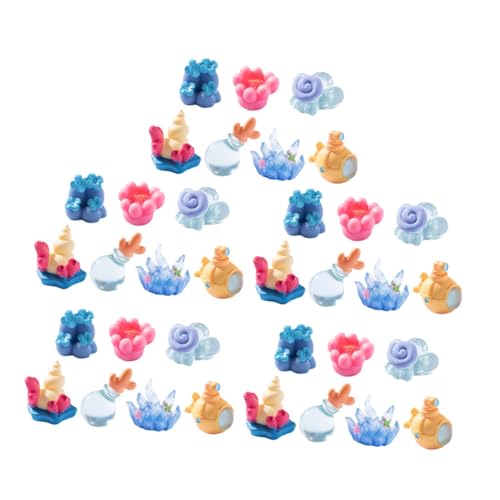 ROMISBABA 35 Stück Miniatur Aquarium Dekoration Teiliges Künstliche Korallen Meereslebewesen Ornamente Boot Resistent Harz für Aquarien Desktop Dekorationen von ROMISBABA