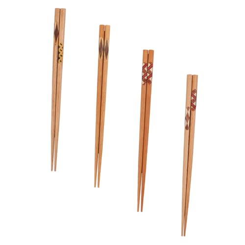 ROMISBABA 4 Paare Holz Essstäbchen Japanischer Stil Rutschfest Leicht Griff Praktisch Wiederverwendbar Natürliche Holz Essstäbchen für Zuhause Reise Picknick Geschenk von ROMISBABA