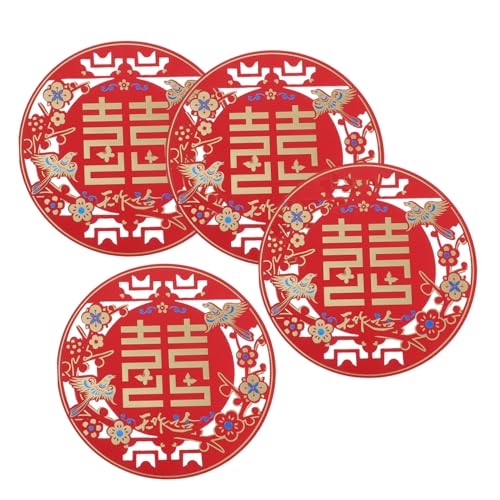 ROMISBABA 4 Paare Traditionelle Chinesische Hochzeits Papierfensteraufkleber mit Klebepunkten Magpie Fensterdekorationen für Frühlingsfest Hochzeit Party Deko Zuhause von ROMISBABA